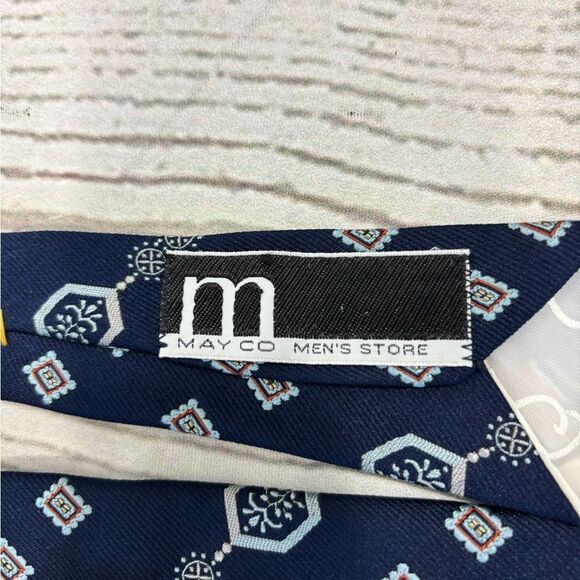 ‼️final must bundle‼️ Vintage Oscar de la Renta for May Co Men’s Store Blue Tie - Picture 5 of 7